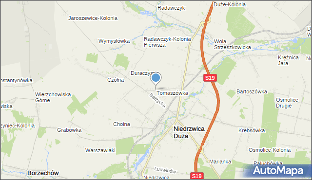 mapa Tomaszówka, Tomaszówka gmina Niedrzwica Duża na mapie Targeo